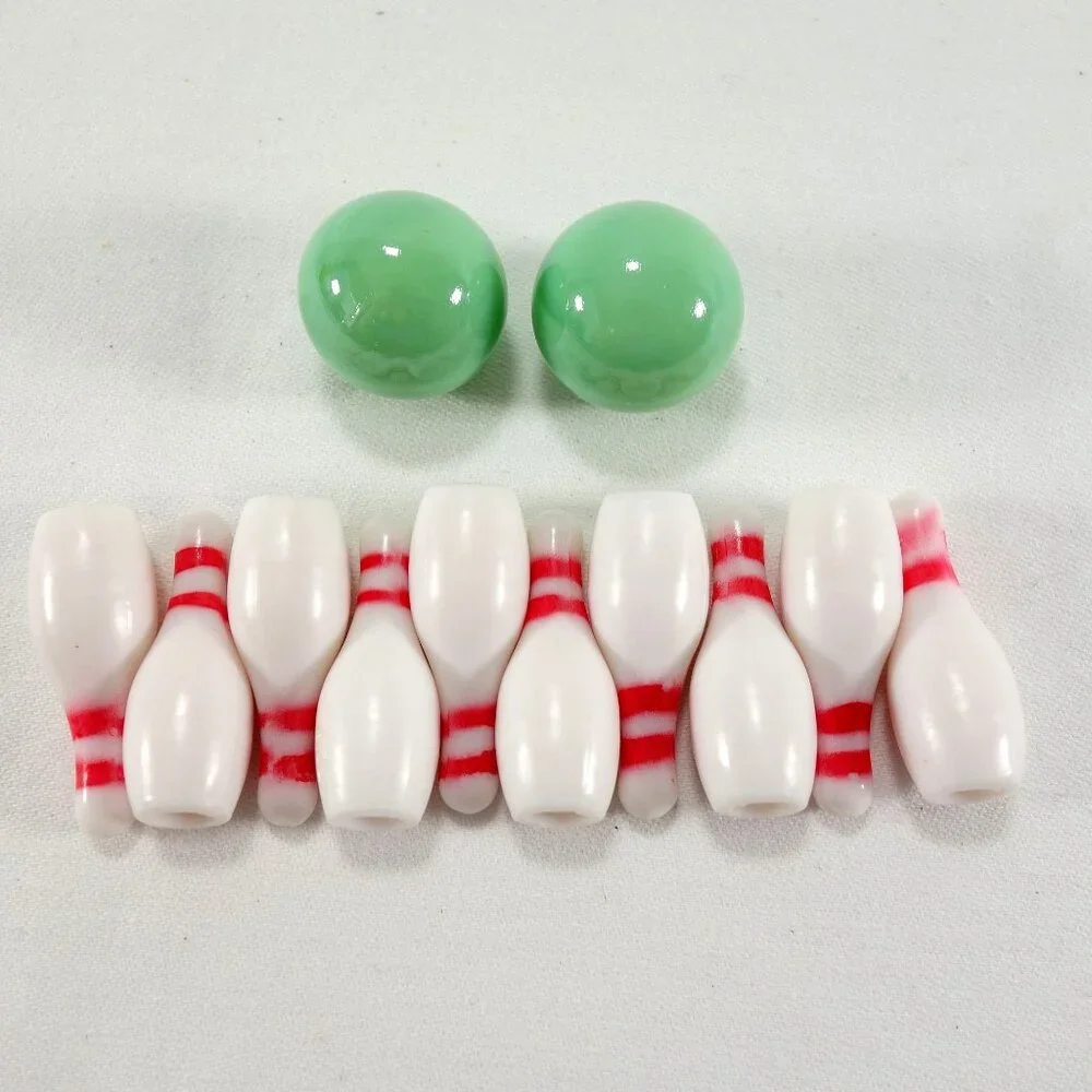 Mini Bowling Set For Desk Or Tabletop Fun Includes 10‎ Pins & 2 Green Balls